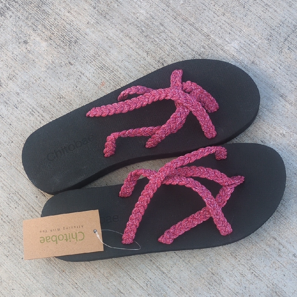 Chitobae Womens Pink Braided Strappy Sandals Size 6